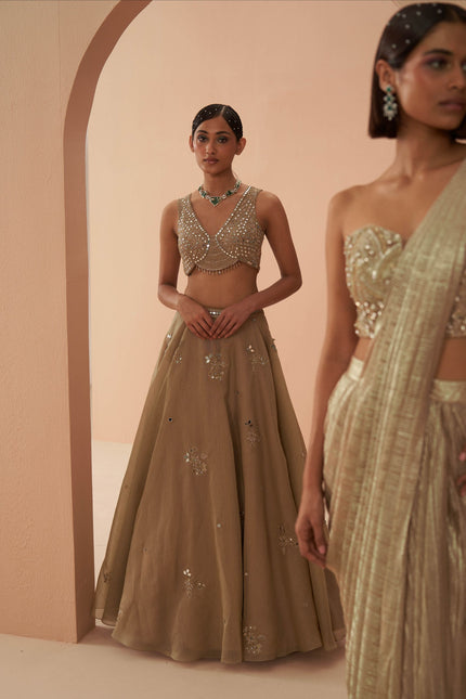 gleaming mirror lehenga