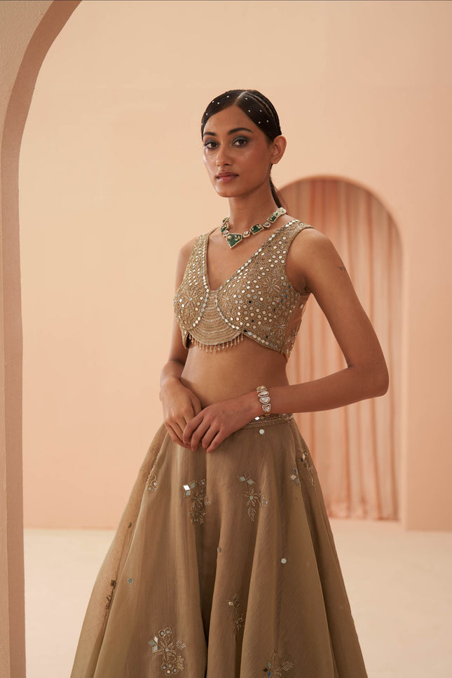 gleaming mirror lehenga