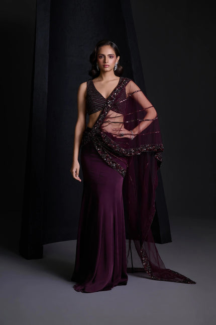 WINE ROUGE SAREE