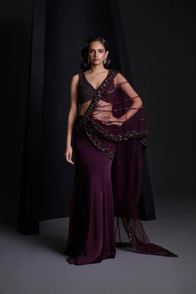 WINE ROUGE SAREE