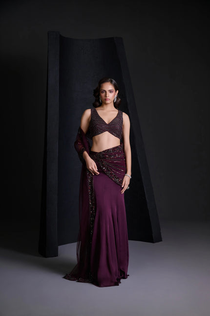 WINE ROUGE SAREE