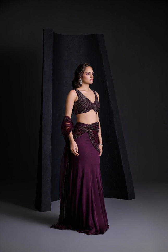 WINE ROUGE SAREE