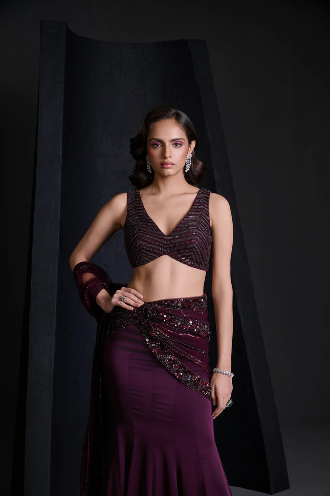 WINE ROUGE SAREE