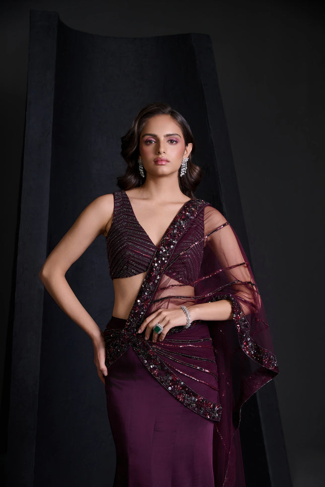 WINE ROUGE SAREE