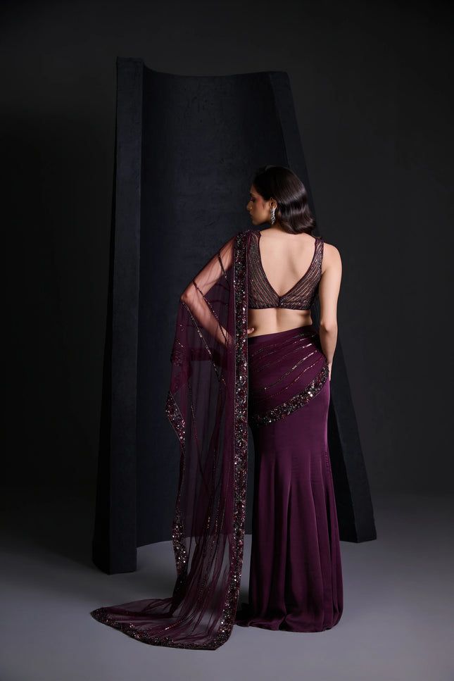 WINE ROUGE SAREE
