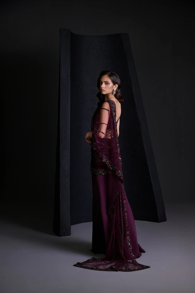 WINE ROUGE SAREE