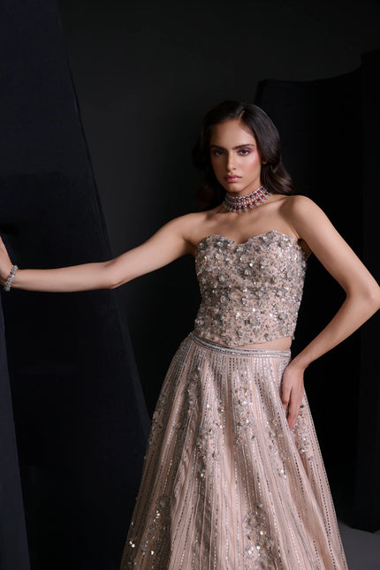 NUDE SPARKLE LEHENGA SET
