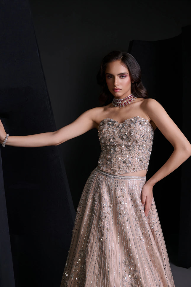 NUDE SPARKLE LEHENGA SET