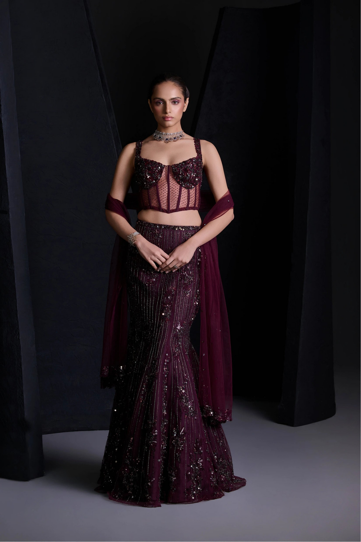 MULBERRY LEHENGA SET