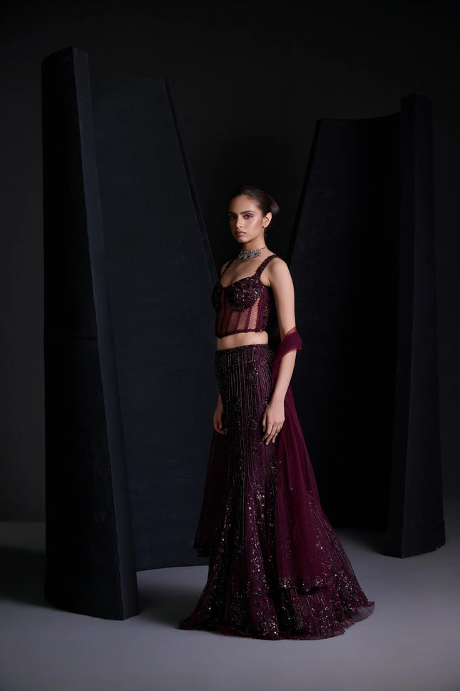 MULBERRY LEHENGA SET