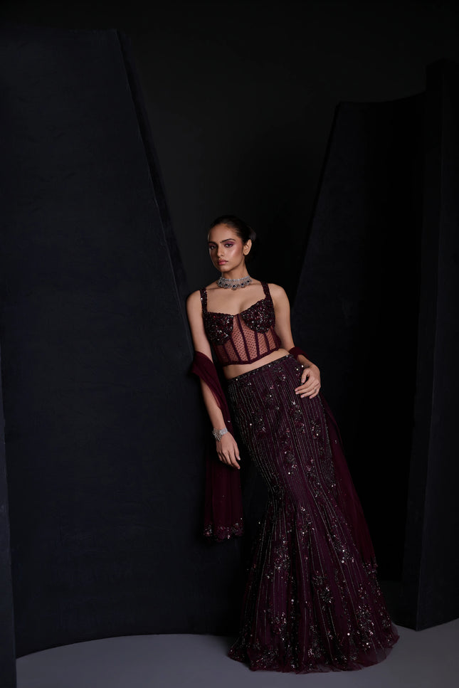 MULBERRY LEHENGA SET