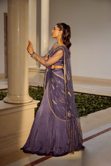 Glam Blue Saree Set
