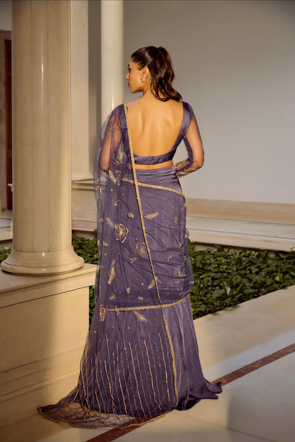Glam Blue Saree Set