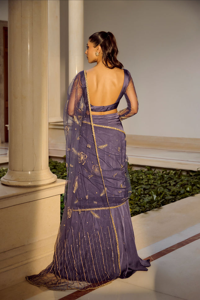 Glam Blue Saree Set