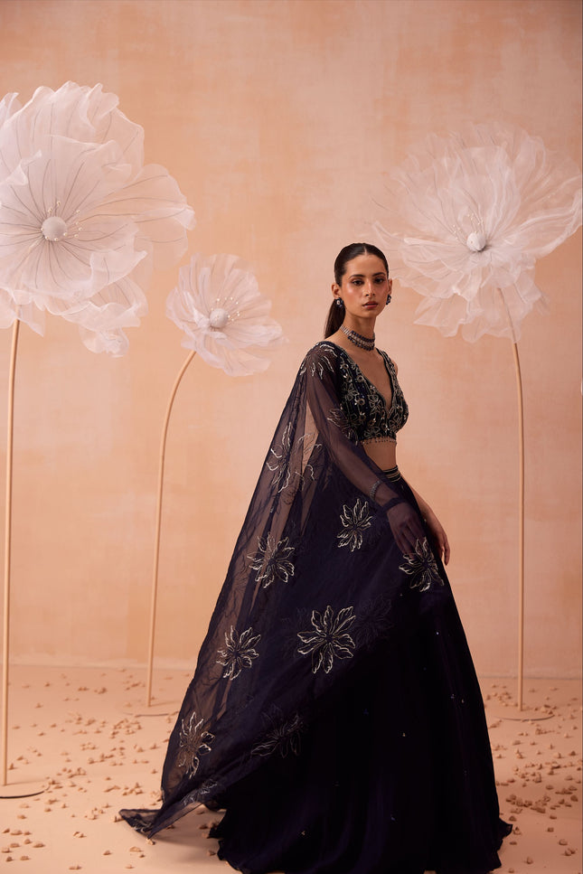 Blue Organza  Lehenga Set