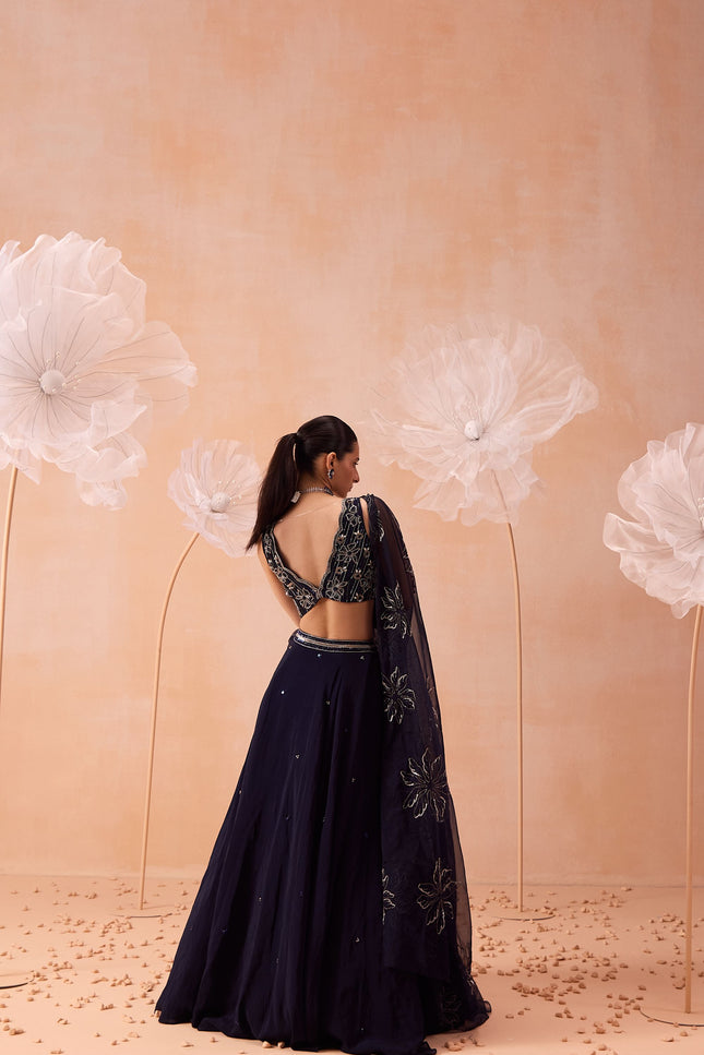 Blue Organza  Lehenga Set
