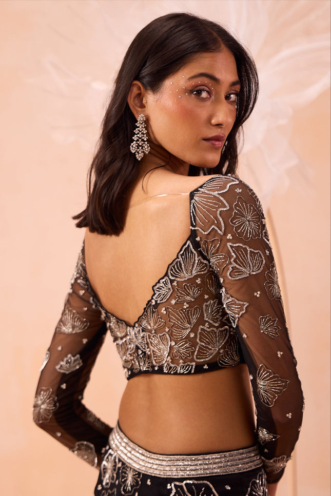 Black Blossom Lehenga Set