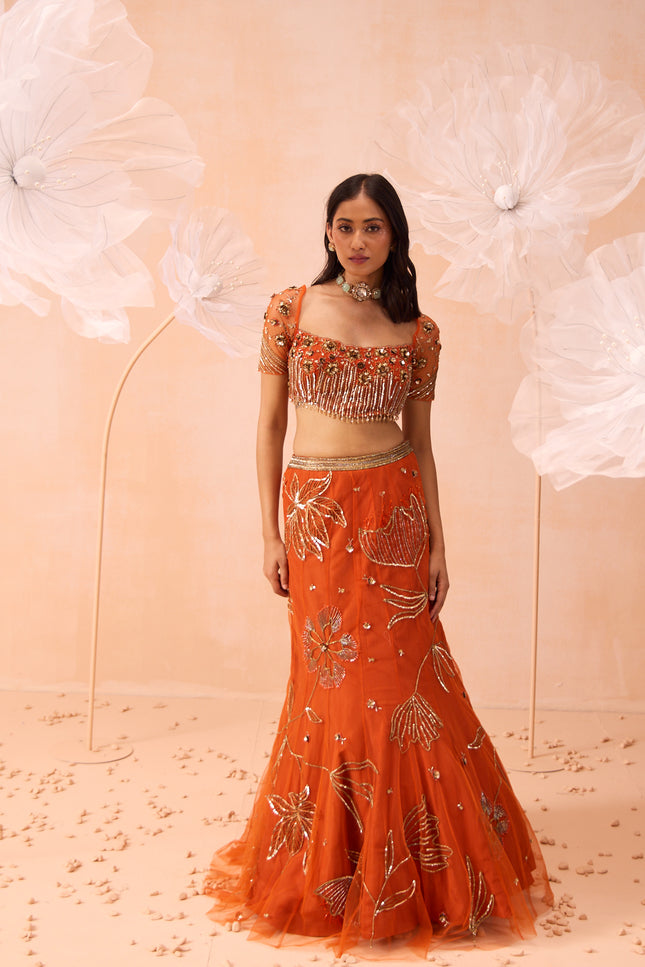Burt Orange Lehnga Set