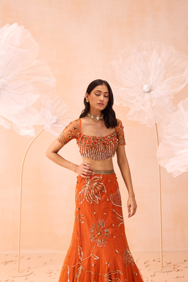 Burt Orange Lehnga Set