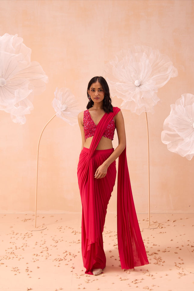 Fuchsia Drape Saree