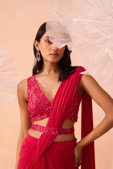 Fuchsia Drape Saree