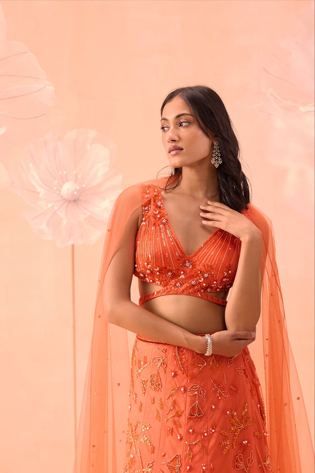 Candy Orange Lehanga Set