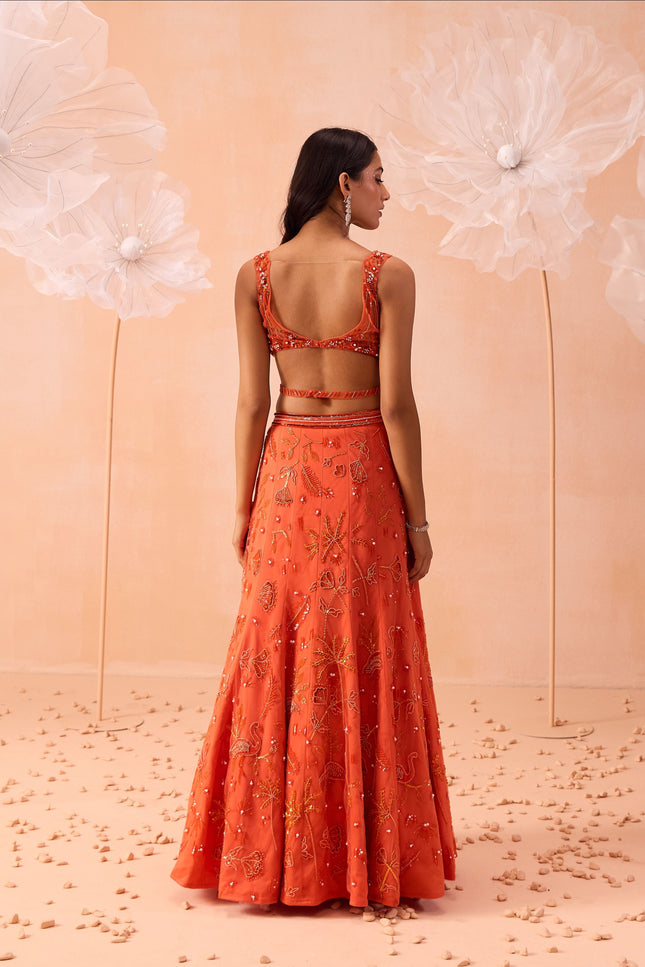 Candy Orange Lehanga Set