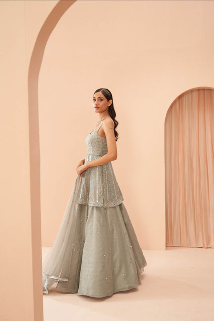 mint mirror lehenga set