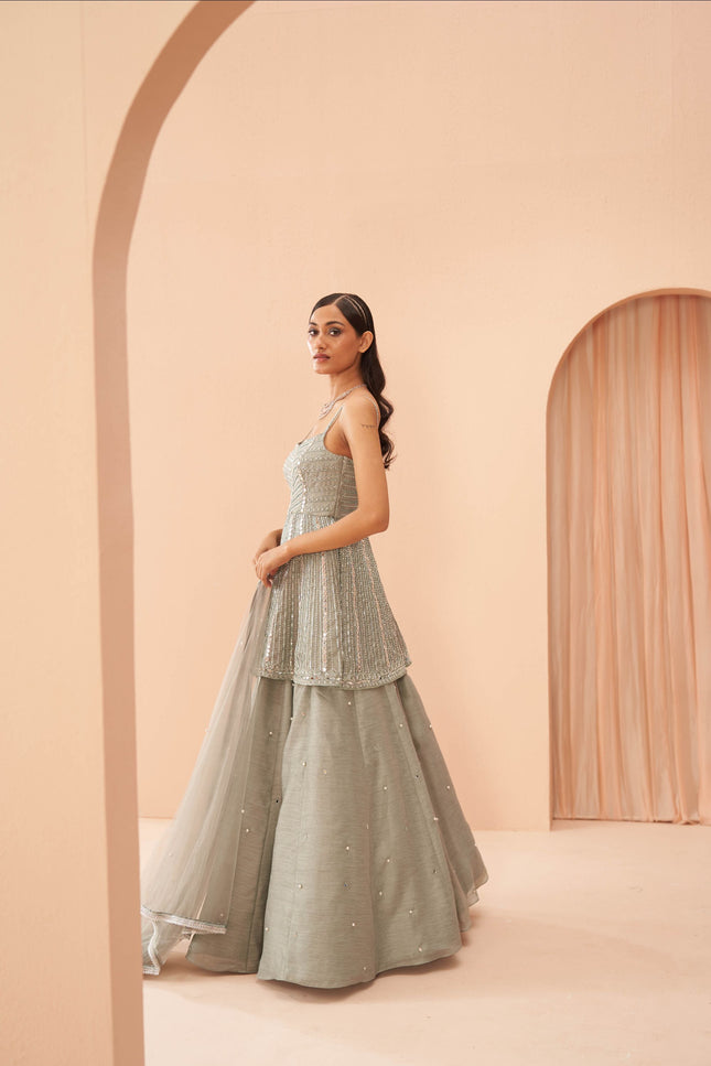 mint mirror lehenga set
