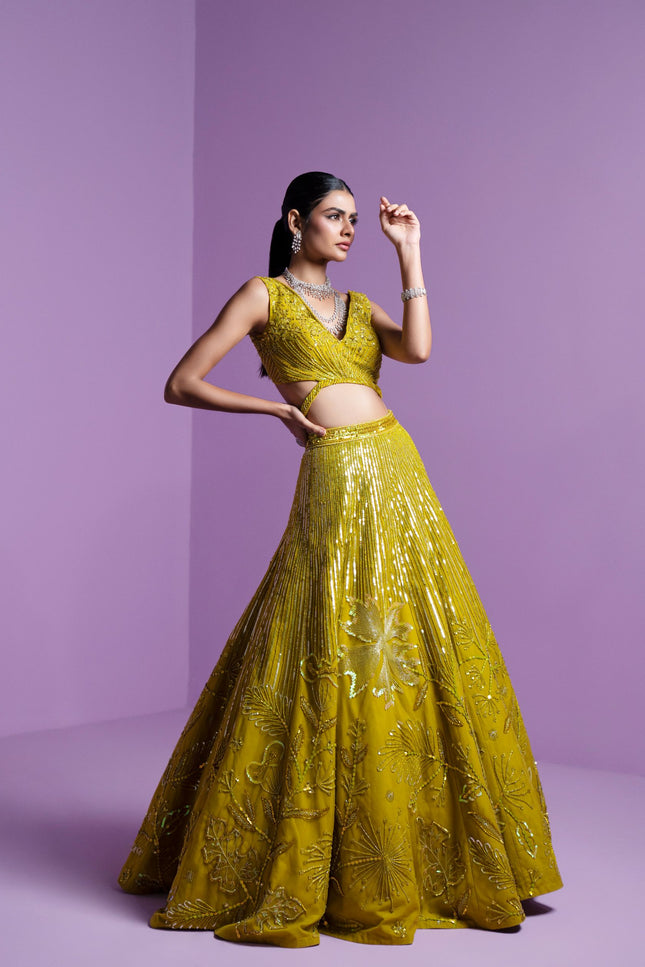Lime spectrum lehenga set