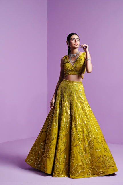 Lime spectrum lehenga set