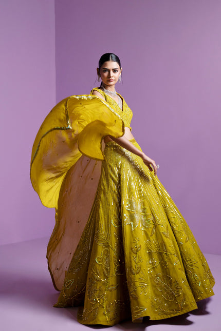 Lime spectrum lehenga set