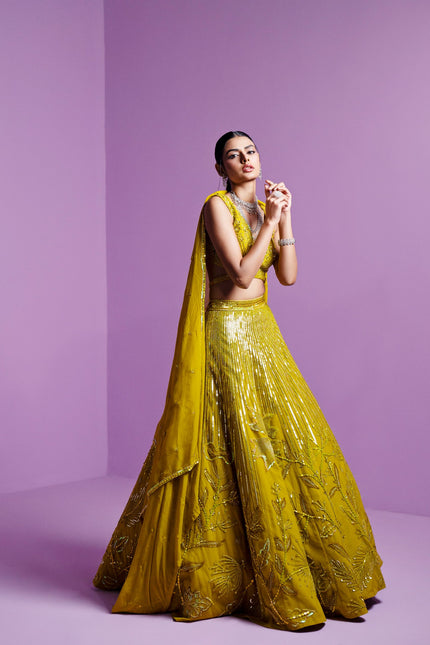 Lime spectrum lehenga set