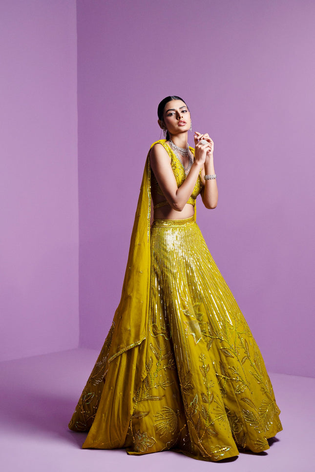 Lime spectrum lehenga set