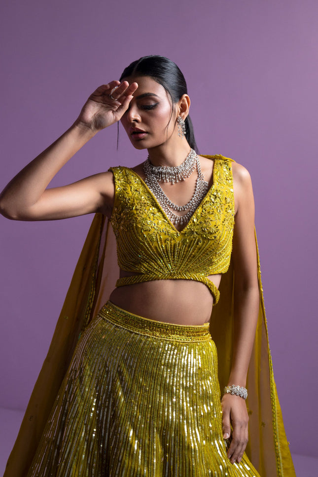 Lime spectrum lehenga set