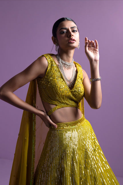 Lime spectrum lehenga set