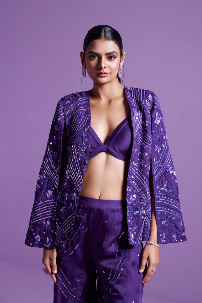 Striking Purple jacket and pant set