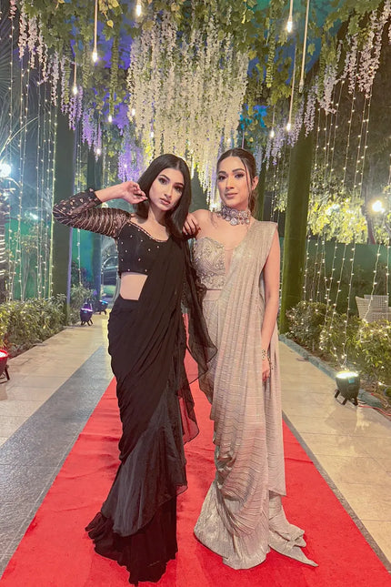 Gleamingpleated saree
